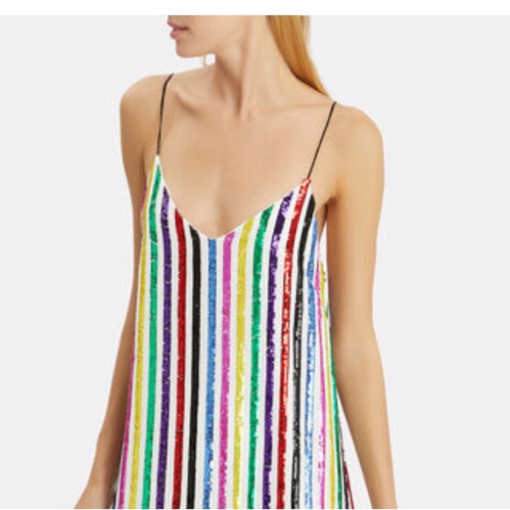 CAROLINE CONSTAS Rainbow Sequin mini dress